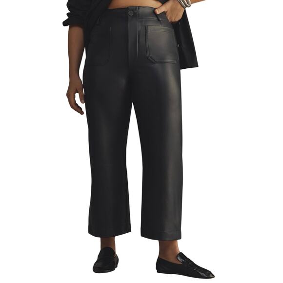 Maeve Colette Wide-Leg Vegan Navy Leather Pants Size 16W New with Tag MSRP $148 - Picture 1 of 12